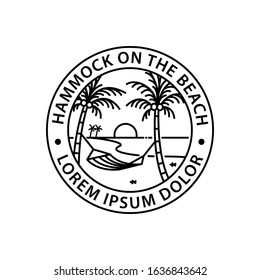 hammock logo round symbol stamp style outline vector design