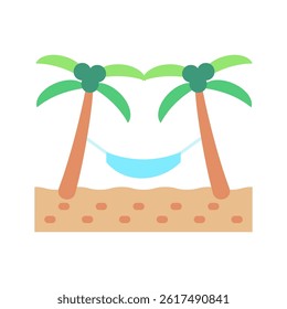 Hammock Nap flat color, mini illustration icon, related to relaxation, spa, wellness and more. Vector EPS 10 for modern concept, print, UI, UX kit, web and app development