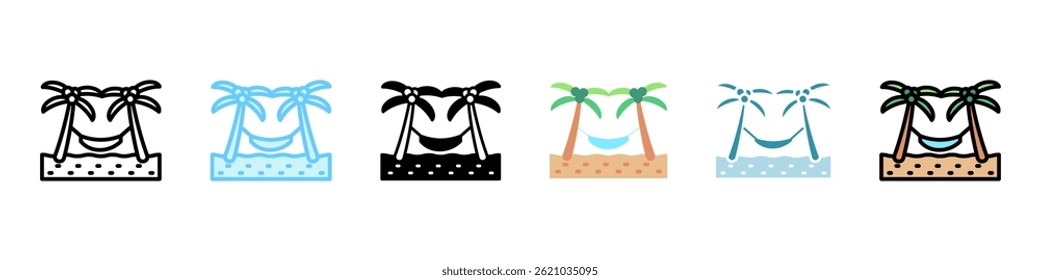 Hammock Nap multi style, mini illustration icon, related to relaxation, spa, wellness and more. Vector EPS 10 for modern concept, print, UI, UX kit, web and app development