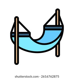 Hammock Nap outline color, mini illustration icon, related to relaxation, spa, wellness and more. Vector EPS 10 for modern concept, print, UI, UX kit, web and app development
