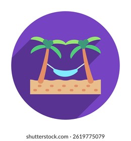 Hammock Nap rounded flat color, mini illustration icon, related to relaxation, spa, wellness and more. Vector EPS 10 for modern concept, print, UI, UX kit, web and app development
