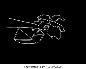 Hammock on a tree line drawing, vector illustration design. Holidays collection.