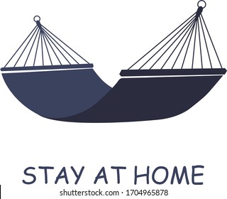 Hammock on a white background with letering, stay at home. Relaxing. Simple element illustration. Hammock concept symbol design from camping collection. Can be used for web, mobile and print. web