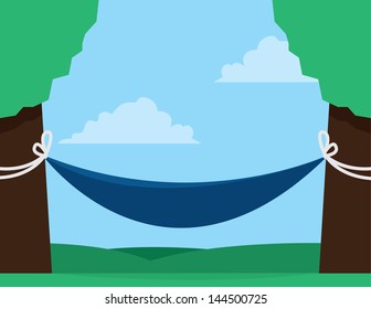 Hammock outside between two trees 
