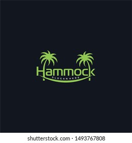 Hammock and palm beach logo design vector template download