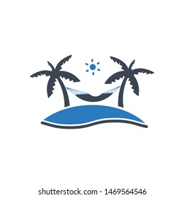 Hammock Relax Beach Vector Icon, Tropical hammock icon