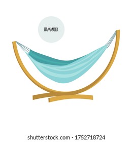 Hammock for relaxation. Flat style. Vector stock illustration. Isolated on a white background.