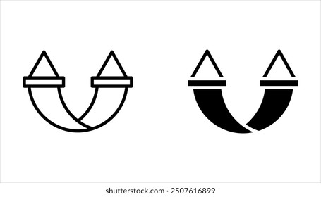 Conjunto de iconos de Vector de contorno relajante de hamaca. Vector plano de concepto de vacaciones editable sobre fondo blanco