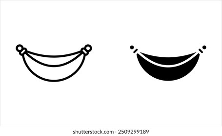 Conjunto de iconos de Vector de contorno relajante de hamaca. Vector plano de concepto de vacaciones editable sobre fondo blanco