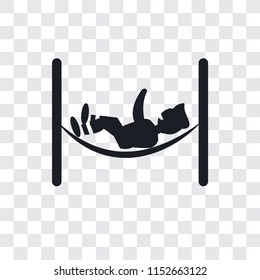 hammock relaxing vector icon isolated on transparent background, hammock relaxing logo concept
