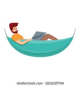 Hammock remote work icon. Cartoon of hammock remote work vector icon for web design isolated on white background