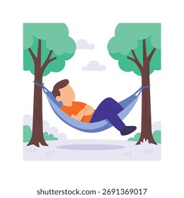 Hammock, Resting in hammock between trees in forest