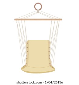 Hammock for sitting, comfortable seat for indoor or outdoor relax in vector design. Stylish decor isolated on white background.