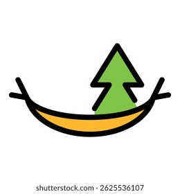 Hammock and spruce icon. Outline hammock and spruce vector icon color flat isolated