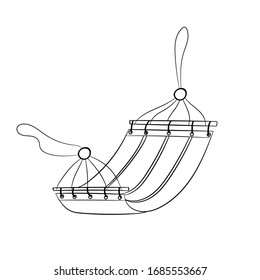 Hammock for summer outdoor relax. Vacation away from crowds of people.To advertise products for privacy and isolation. Vector illustration in Doodle style on a white background.