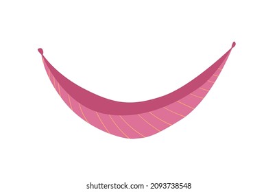 Hammock for summer relaxation and vacation on nature. Tourism, travel and beach relax equipment, flat vector illustration isolated on white background.