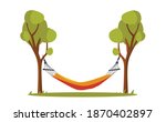 Hammock and trees on white 