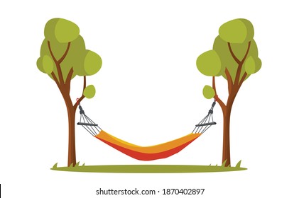Hammock and trees on white 