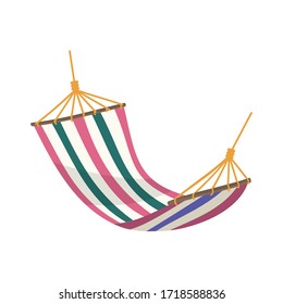 Hammock in trendy flat style isolated. A place to relax, a bed hovering above the ground.