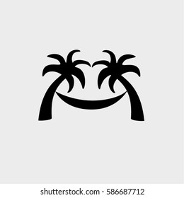 hammock under the palm trees icon vector