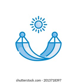 Hammock vector blue colours icon style illustration. EPS 10 file 