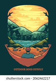 hammock view vector print illustration