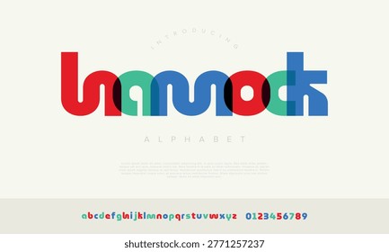 Hamock Creative Colorful Overlap Geometric Display Font for Modern Art Branding and Creative Media Agency