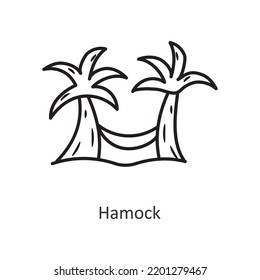 Ilustración de diseño de iconos de contorno vectorial de Hamock. Símbolo de vacaciones en el archivo EPS 10 de fondo blanco