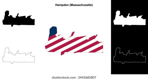 Hampden County (Massachusetts) outline map set