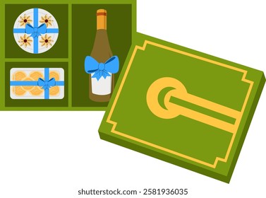 Hampers Box Celebration Eid Mubarak Illustration