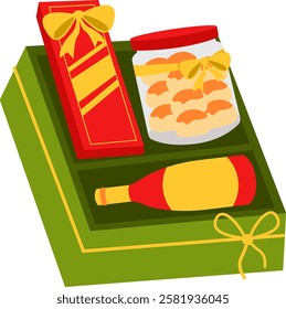Hampers Box Celebration Eid Mubarak Illustration