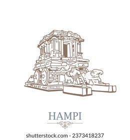 Hampi Karnataka india sketch vector illustration