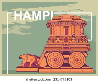 Monumentos de Hampi - The Garuda Shrine as Stone Chariot - Ilustración de iconos como archivo EPS 10 