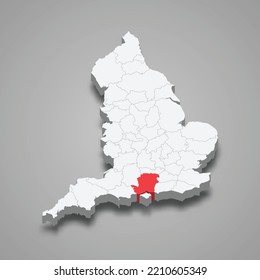 Hampshire county location within England 3d isometric map