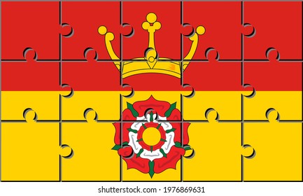 Hampshire flag made with jigsaw puzzle pieces. proportion 3:5
