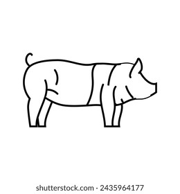 hampshire pig breed line icon vector. hampshire pig breed sign. isolated contour symbol black illustration