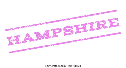 Hampshire watermark stamp. Text caption between parallel lines with grunge design style. Rubber seal stamp with scratched texture. Vector violet color ink imprint on a white background.