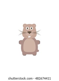 Hampster illustration as a funny character. Small brown pet. Small cartoon creature, isolated object in flat design on white background.