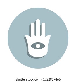 Hamsa badge icon. Simple glyph, flat vector of world religiosity icons for ui and ux, website or mobile application