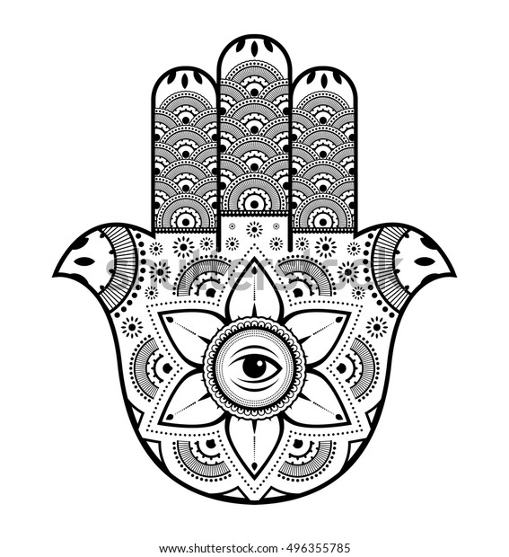 Hamsa Black White Vector Illustration Hand Stock Vector (Royalty Free ...