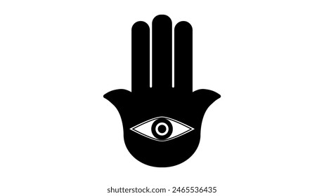 Hamsa Evil Eye, black isolated silhouette