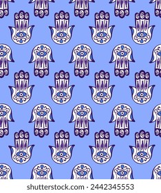 Hamsa Evil Eye Seamless Pattern