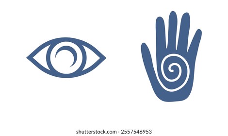 hamsa and eye icon. Thin linear style design isolated on white background