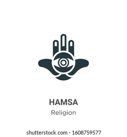 Hamsa glyph icon vector on white background. Flat vector hamsa icon symbol sign from modern religion collection for mobile concept and web apps design.