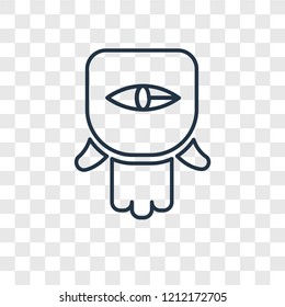 Hamsa Hand concept vector linear icon isolated on transparent background, Hamsa Hand concept transparency concept in outline style