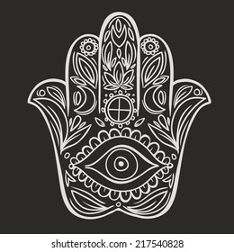 Hamsa hand doodle symbol