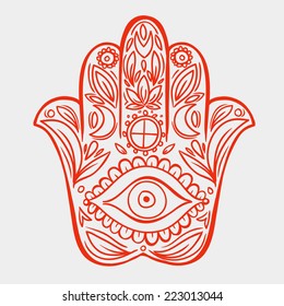 Hamsa hand doodle symbol