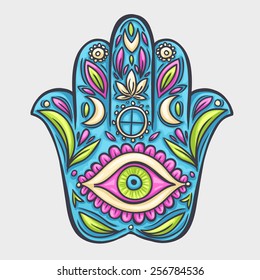 Símbolo del doodle de la mano Hamsa