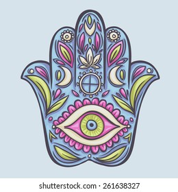 Hamsa hand doodle symbol