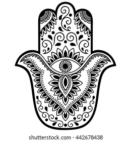 Color Hamsa Hand Drawn Symbol Decorative Stock Vector (Royalty Free ...